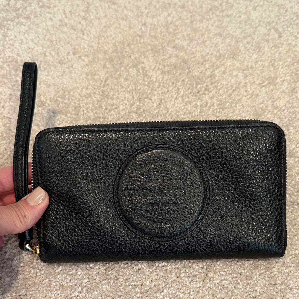 Coach Black Leather Wristlet Wallet